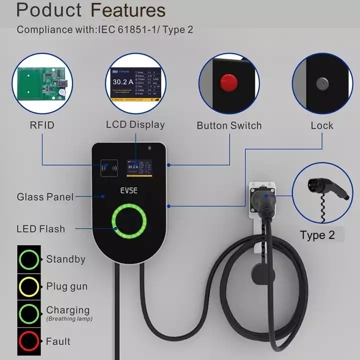 OCPP 1.6 와이파이 4G와 32A 레벨 2 공공 상업적 EV 충전소