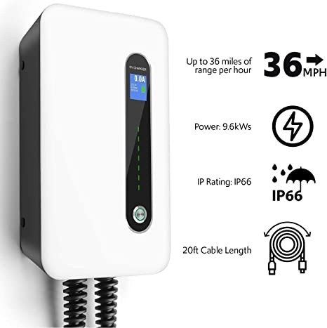 플러그와 240V 9.6kW 40 Amp 레벨 2 가지고 다닐 수 있는 EV 충전기 스테이션