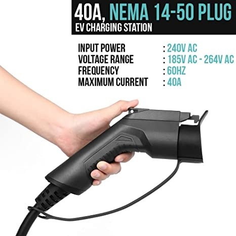 플러그와 240V 9.6kW 40 Amp 레벨 2 가지고 다닐 수 있는 EV 충전기 스테이션
